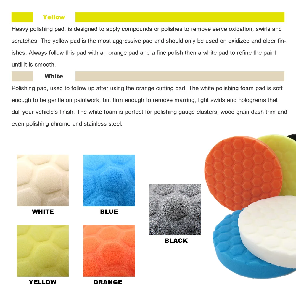 5Pcs Set Car Waxing Buffing Pad Polishing Disc 3/4/5/ Inch Auto Care Repair Tools Wax Pads for Car Detailing Buffer Compound