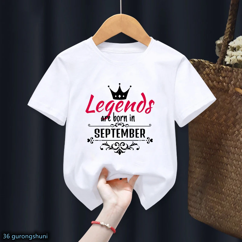 Legends Are Born January-December Birthday Digital Print Tshirt Cute Girls T-Shirt Summer Kids Clothes T Shirt For Kids Clothing