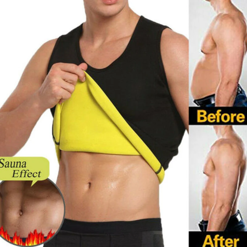 Be-In-Shape Men Casual Tummy Belly Control Body Building Shirt Compression Neoprene Clothing Sleeveless Oversized Slimming Vest