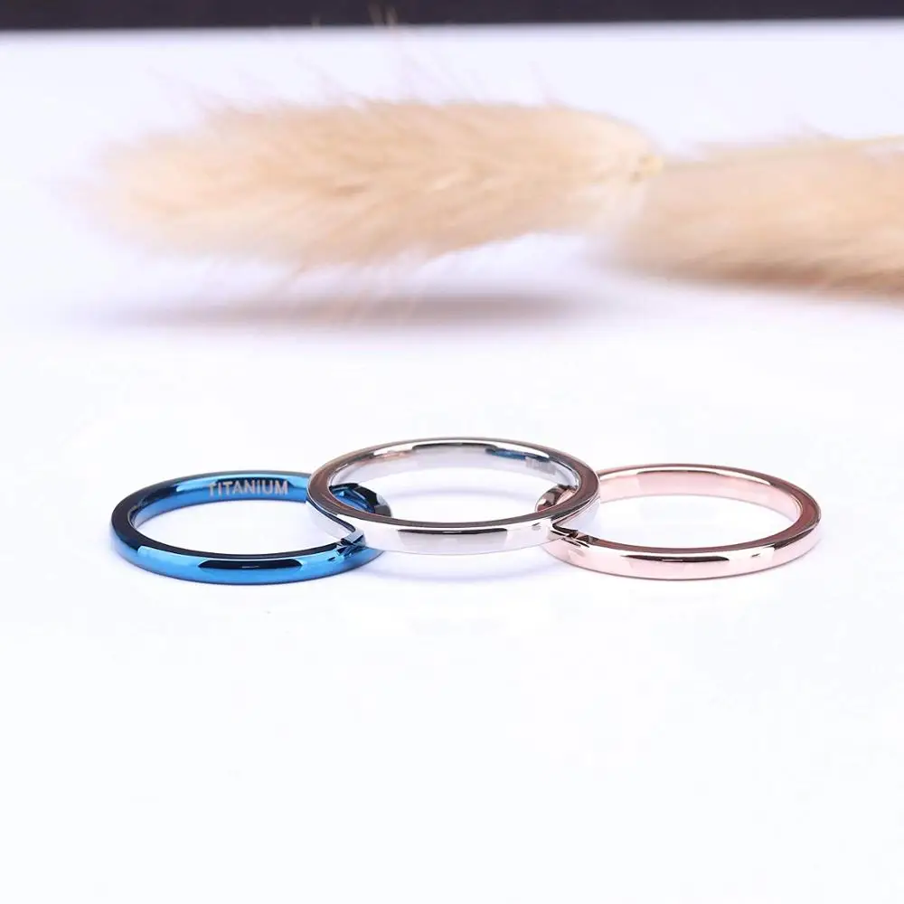 Somen 2mm Rings For Women Blue Slim Titanium Ring Female Engagement Wedding Band Male Fashion Jewelry Bague Homme Anillos Mujer