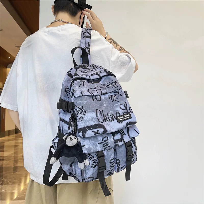 New Retro Nylon Backpack Fashion Waterproof Men Laptop Bag Student College School Bag For Teenage Girl Travel Backpack Book Bags