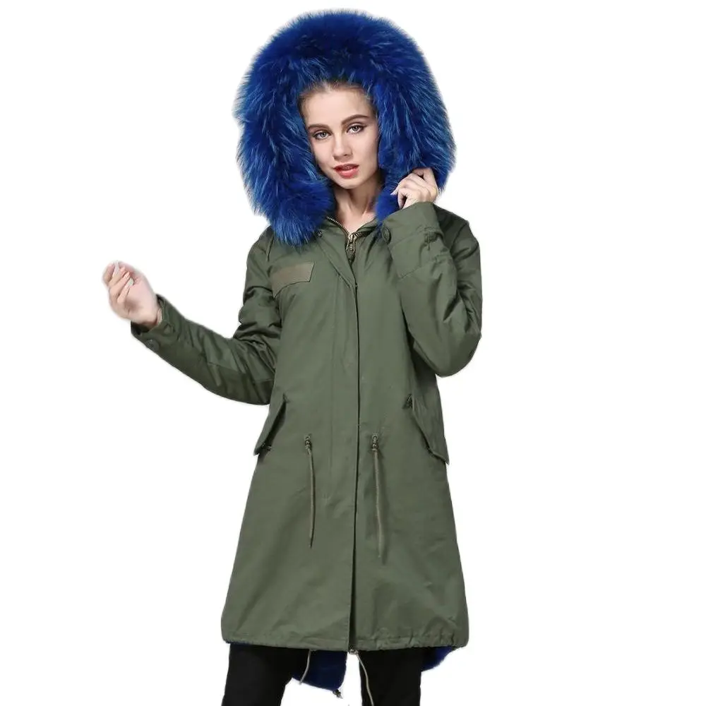 Gorgeous Royalblue Parka Long Factitious Lining Out Coat Men&Women Casual Style