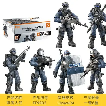 Mega Bloks 1:36 scale Modern military SWAT lightning special police army special force soldier action figures model blocks toys