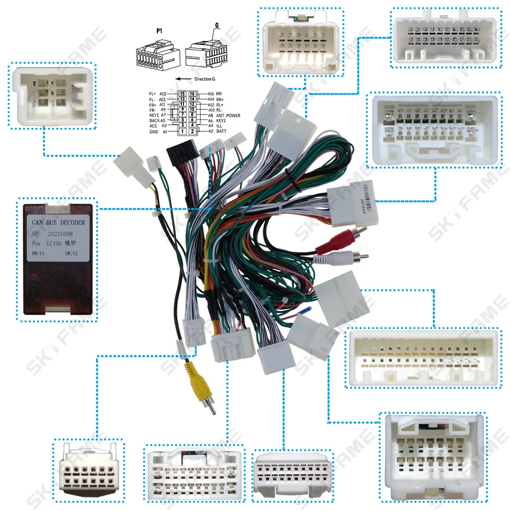 SKYFAME Car Wiring Harness Adapter With Canbus Box Decoder For Lexus LX470 Toyota Land Cruiser 100 LC100