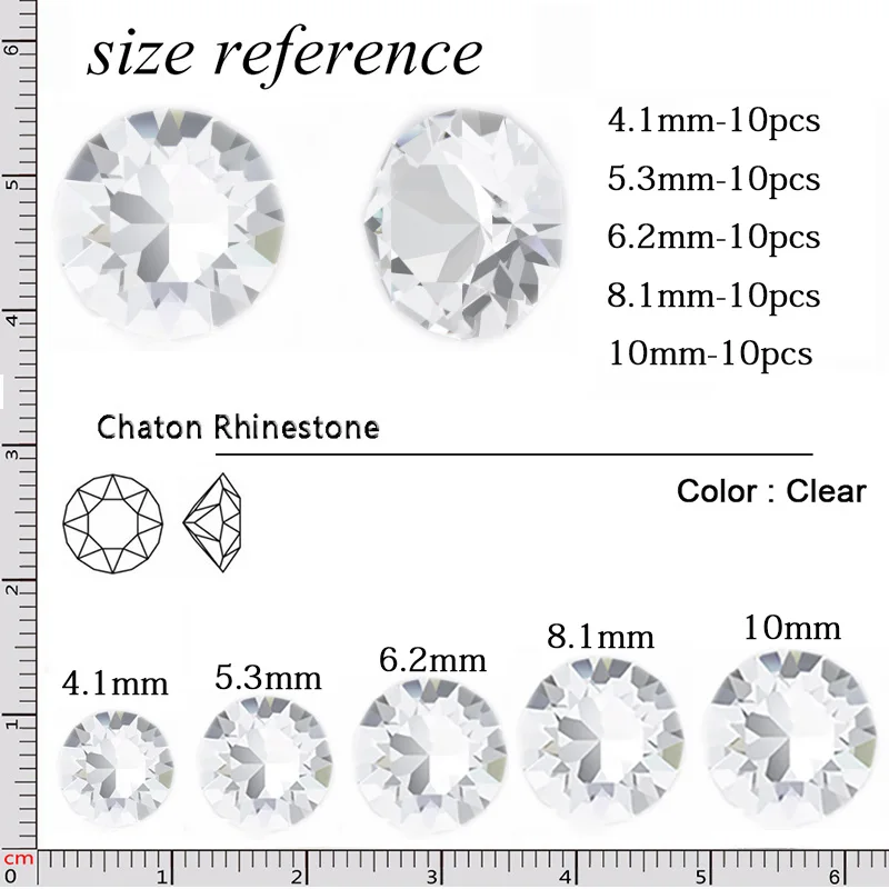 YANRUO 10pcs 1088 Chaton Crystal 5A Fancy Glitter Glass Loose Rhinestones Crafts 3D Design Accessories For Nail Art Decorations