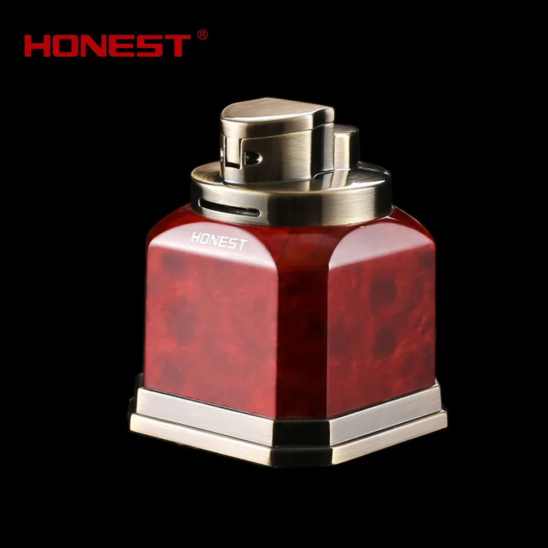 HONEST Desktop Metal Cigar Lighter Four Straight Jet Lighters Windproof Butane Gas Welding Torch Lighter Cigarette accessories