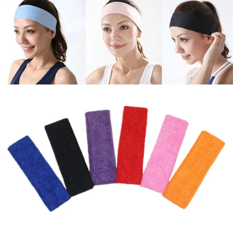 Women Cotton Sweatband Headband Wide Sweat Head Band Sport Yoga Gym Running Stretch Hair Head Band for Men Girls