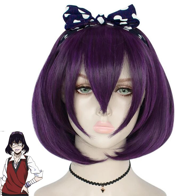 

Kakegurui Compulsive Gambler Midari Ikishima Cosplay Wig Short Synthetic Hair Halloween Christmas Carnival Wigs With Accessories