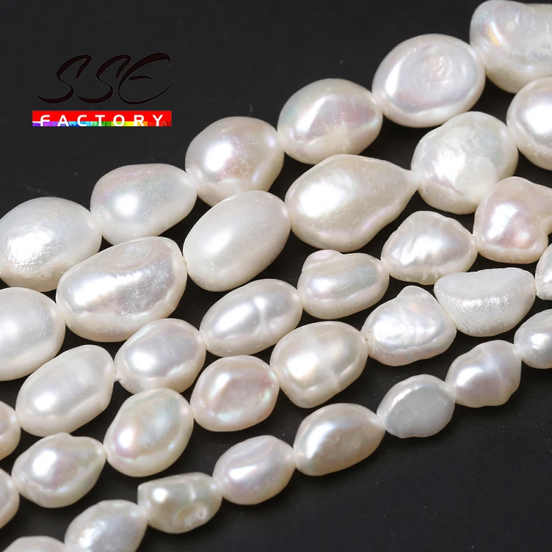 5A Quality 100% Real Natural Freshwater White Pearls Vertical Perforated Beads 36 cm 3mm - 13mm For Jewelry Making DIY Bracelets