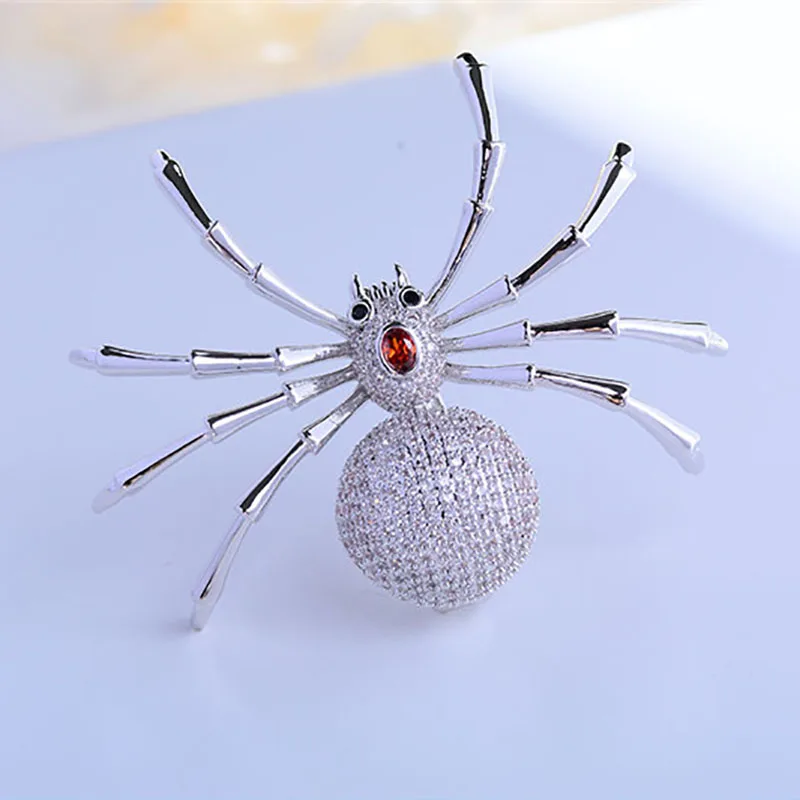 OKILY Gorgeous Insect Brooches for Women Men Fashion Spider Zirconium Brooch Pin Coat Suit Scarf Accessories Jewelry