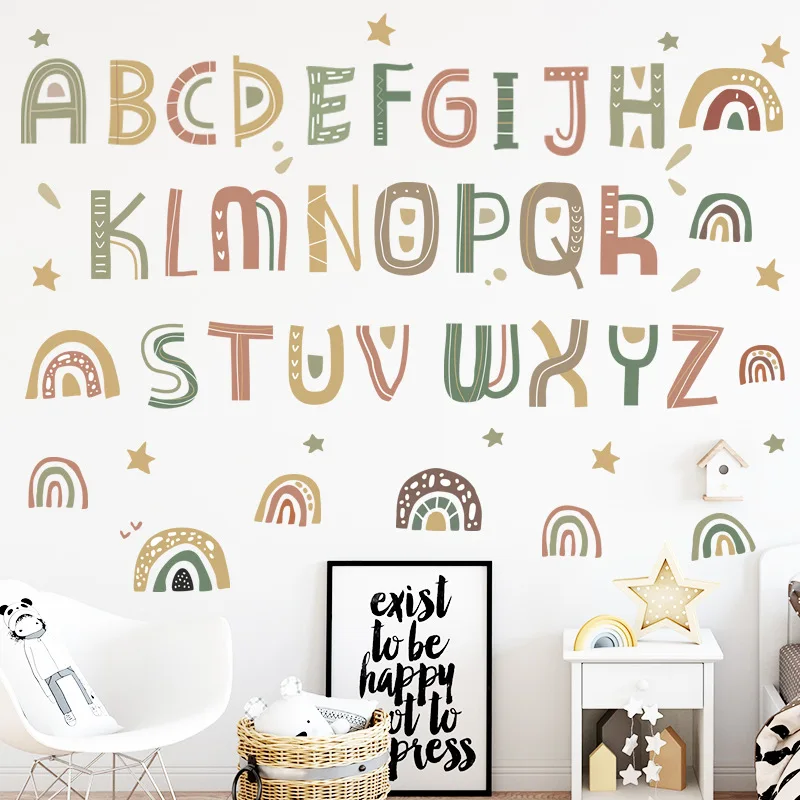 

Cartoon 26 Letters Alphabet Wall Stickers for Kids Rooms Nursery Room Decor Children Wall Decal Vinyl Bedroom Mural