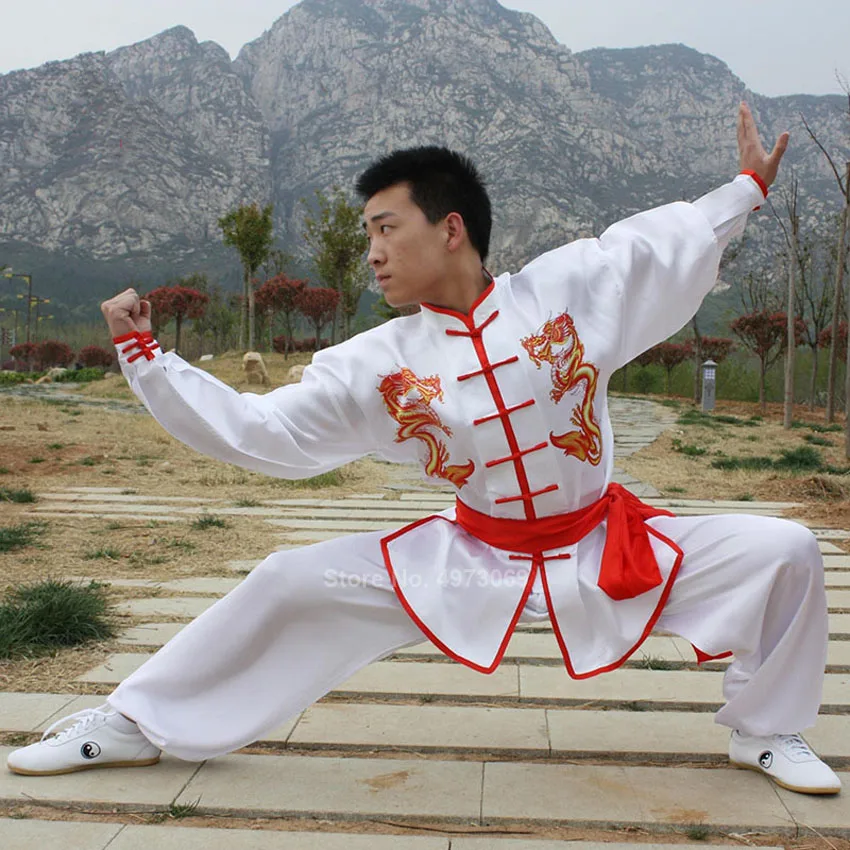 

Chinese Style Traditional Tangsuit Set Men Women TaiChi Kungfu Uniform Stage Performance Dance Custume Dragon Embroidery Outfits