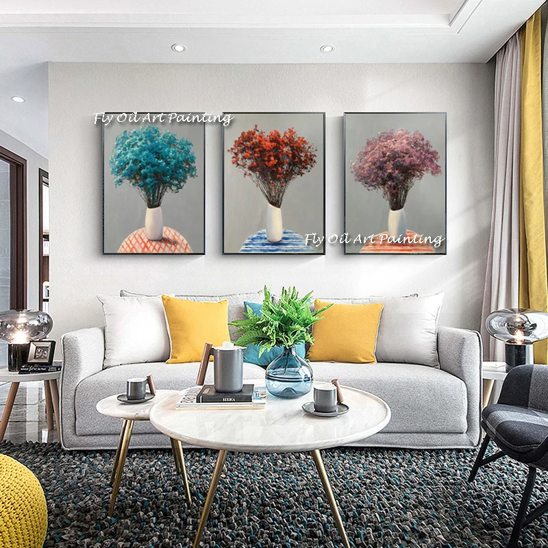 100& Hand Painted Oil Painting Modern Abstract Oil Painting Reprodcution Flowers Heart Picture Home Decoration