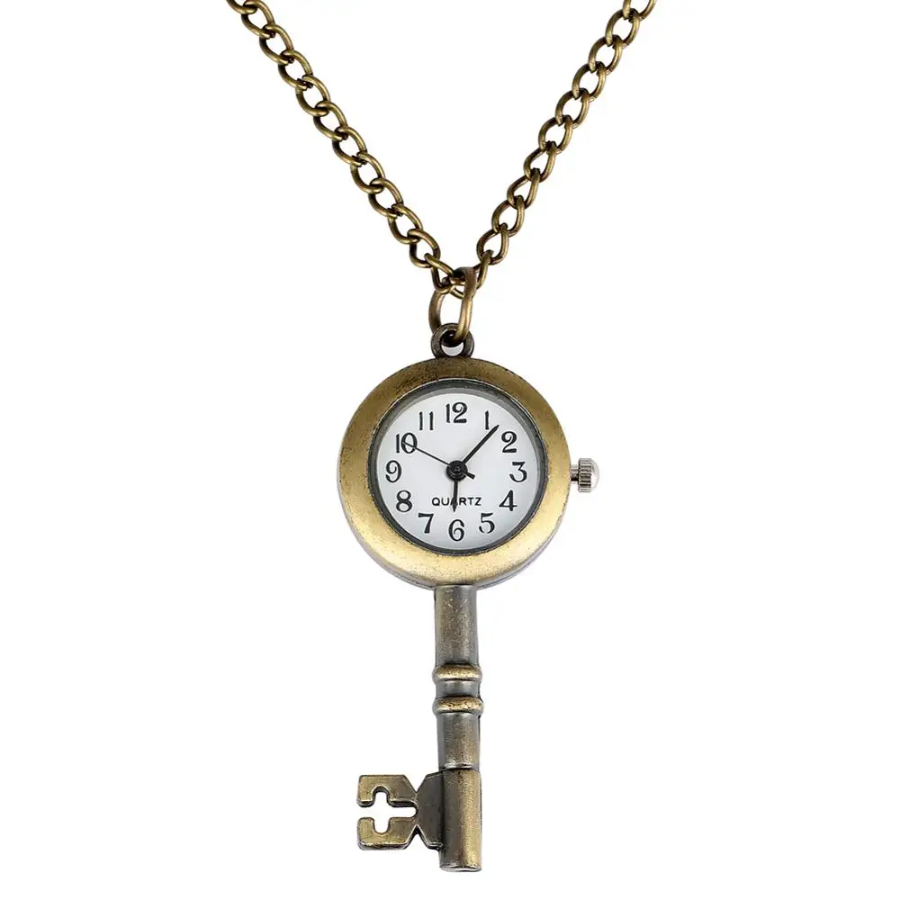 Lovely Cute Car T-shirt Key Lock Sewing machine Shape Quartz Pocket Watch Retro Bronze Necklace Watch Gifts for Boys Girls Kids