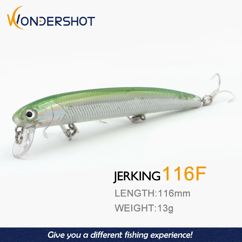 Wondershot A15 116mm 13g Hot Model Fishing Lure Minnow Wobbler Jerkbaits Artificial Bait Topwater Mustad Hooks For Fishing