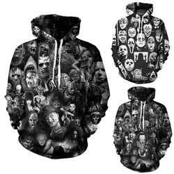 Men Horror Movie Clown Hoodies Funny Characters 3D Print Sweatshirt Male Fashion Full Printed Unisex Hoodies Plus Size