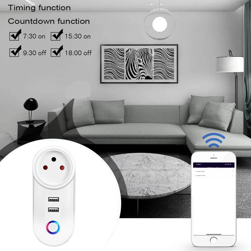 Wifi Smart Israel ISR Socket Wi-Fi Mobile Plug with USB Charging Tuya APP Remote Control Work For Alexa Google Assistant 16A