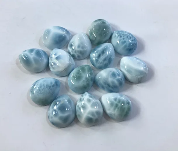 Natural Larimar Cabochon Tear Drop gemstone beads CABS For Jewelry Making Rings Pear Shape Face Pendant Accessories
