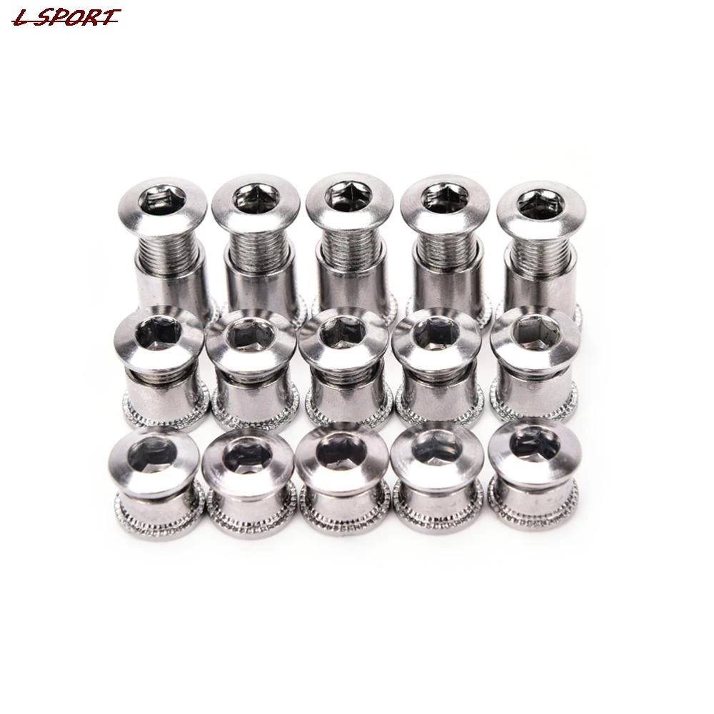 5Pairs Bike Crankset Bolts Crank Bolts Mountain Road Bicyle Steel Chainring Screws Chainwheel Screws Nut Bike Accessories