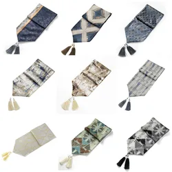 High quality Satin Jacquard Table Flag Model Room TV Cabinet Coffee Table Runner Home Soft Decor 32*210cm Cushion Cover 45x45cm