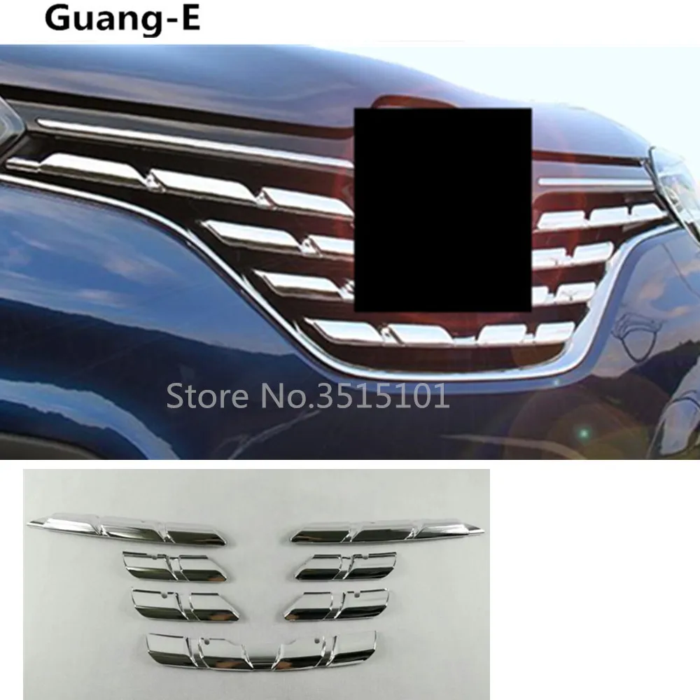 Car Cover Protection Detector ABS Chrome Trim Front Up Grid Grill Grille Racing 7pcs For Renault Kadjar 2016 2017 2018 2019 2020