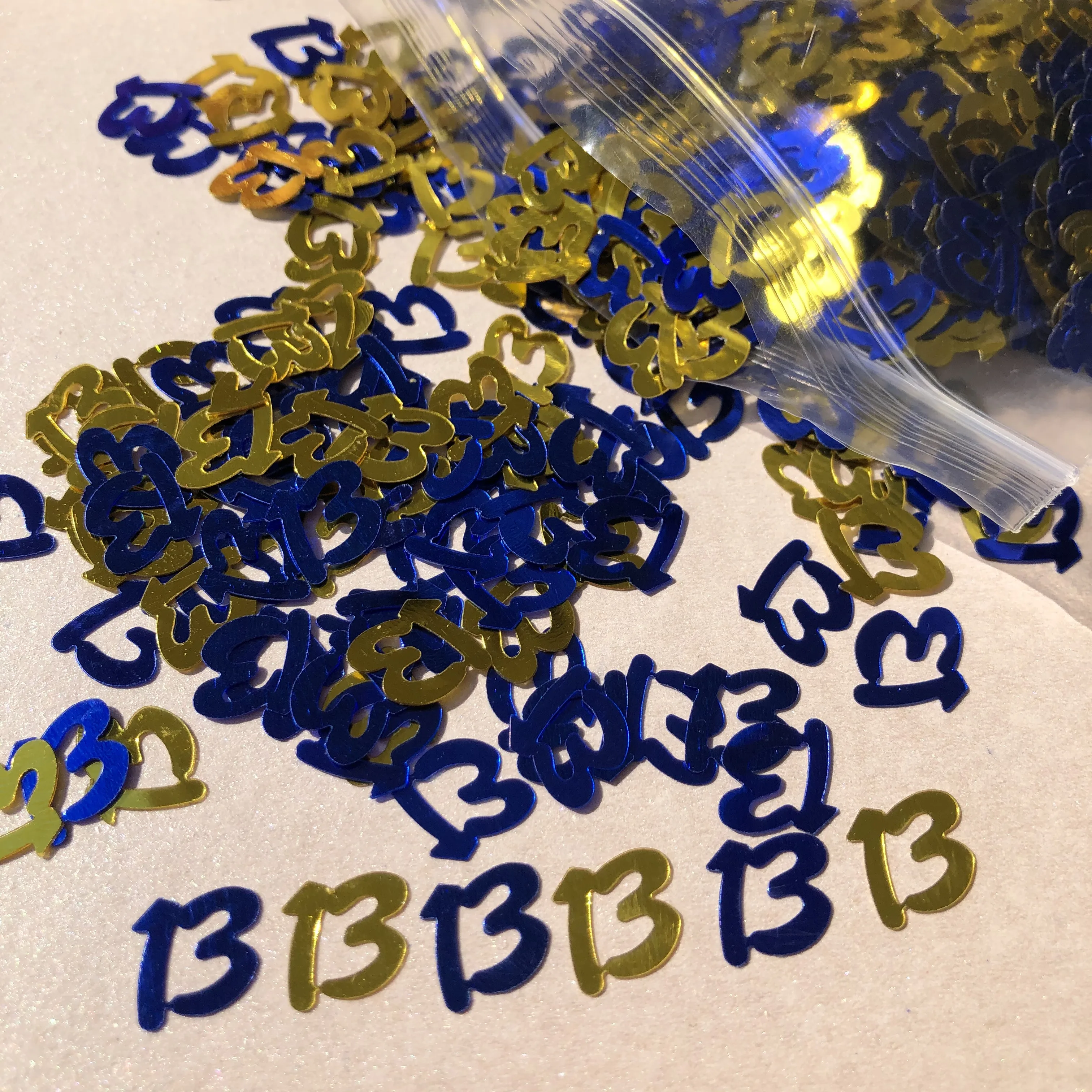 Bar Mitzvah Blue Nubmer 13 Confetti Boys Age 13th Birthday Party table decorations confettis