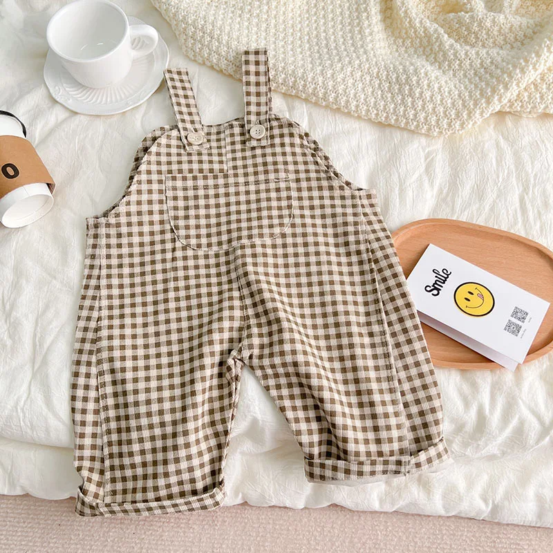 MILANCE 2022 Spring Baby Pants Corduroy Girls Overalls Plaid Trousers Baby Jumpsuits