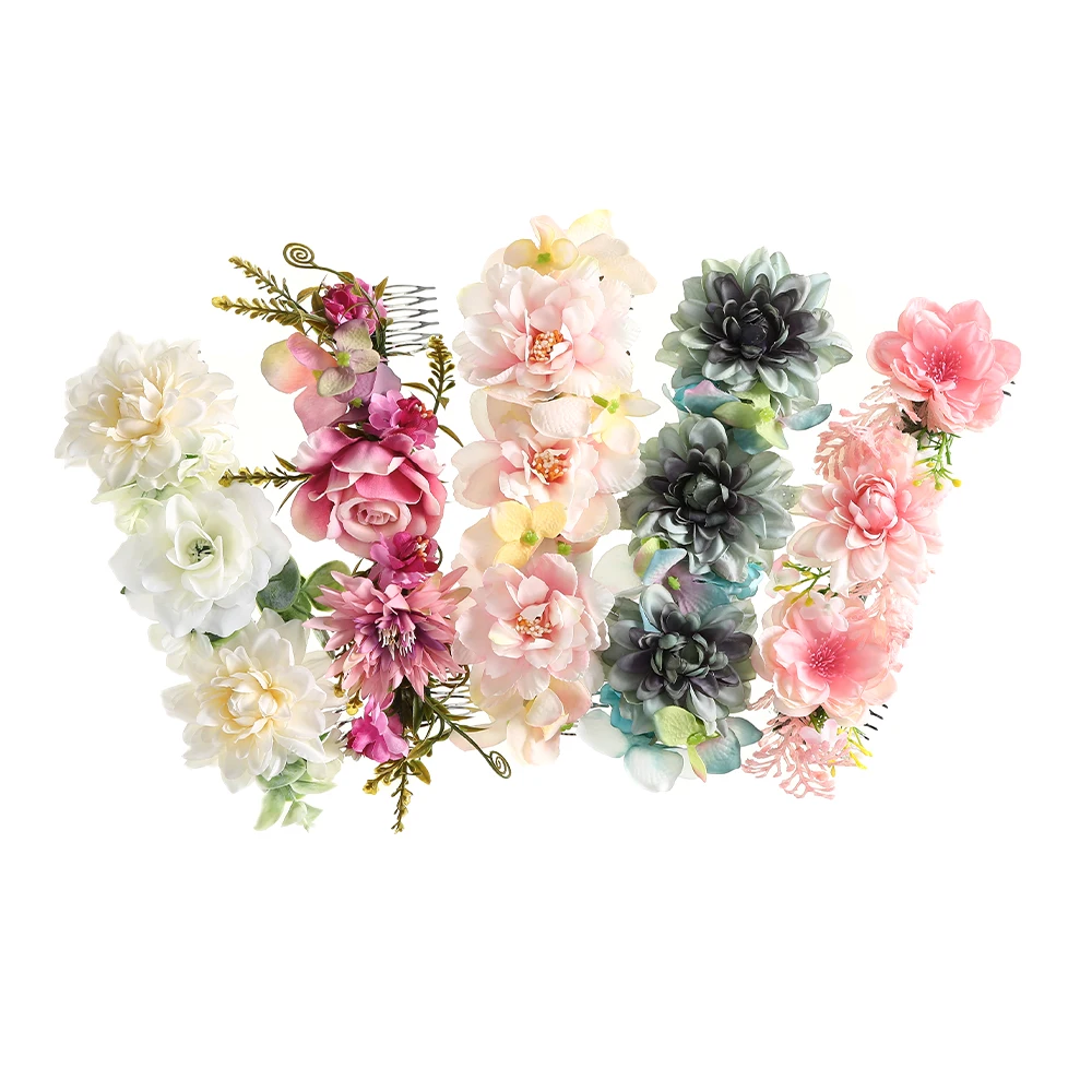 AWAYTR Flower Hair Comb  Wedding Bridal Hair Accessories Female Rattan Hair Comb Classic Hair Vine Fashion Chic Hair Pins