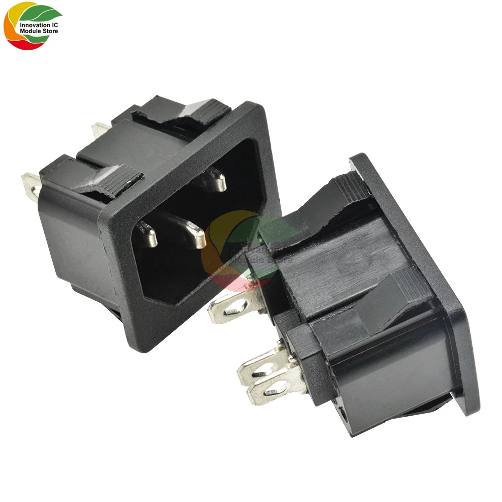 Ziqqucu AC-05 Snap-on AC Power Outlet 10A/250V Recessed Outlet Panel Mount Plug Adapter Power Connector 3Pin 3P Inlet Power Plug