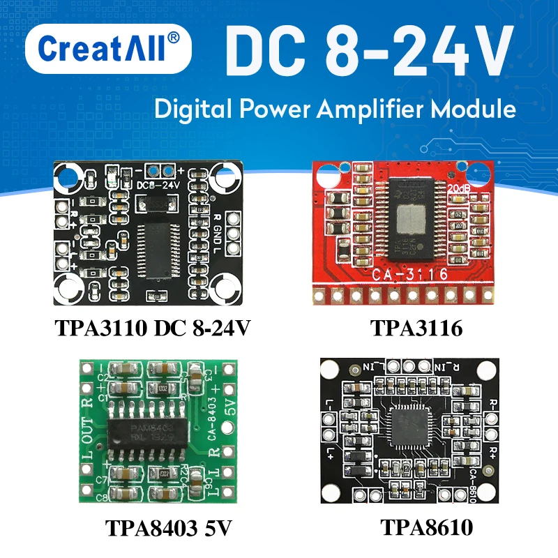 10pcs TPA3110 TPA3116 TPA8403 TPA8610 Digital Power Amplifier Module 50W+50W DC8-24V Dual Channel Audio Stereo Board