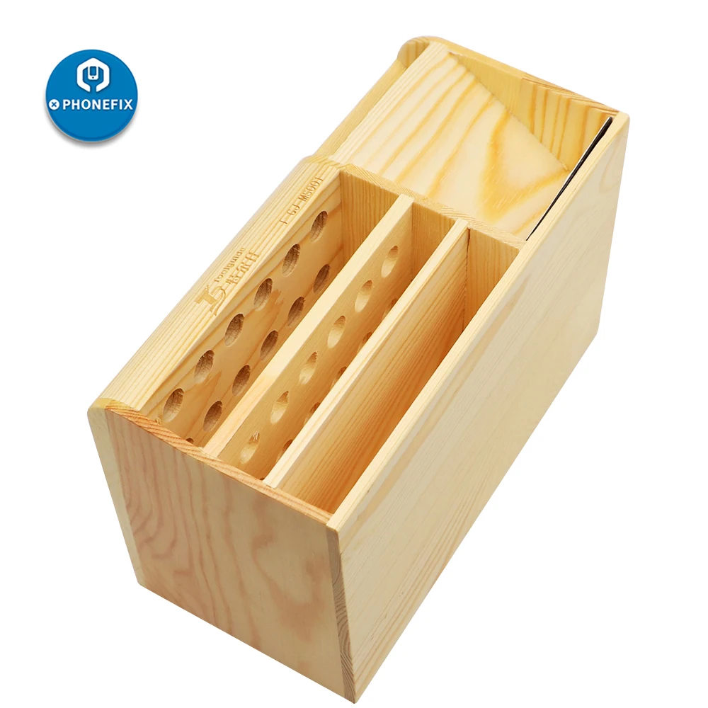 Caja de almacenamiento de madera multifuncional, juego de destornilladores, contenedor de herramientas electrónicas para pinzas, tornillos, raspadores, placas base