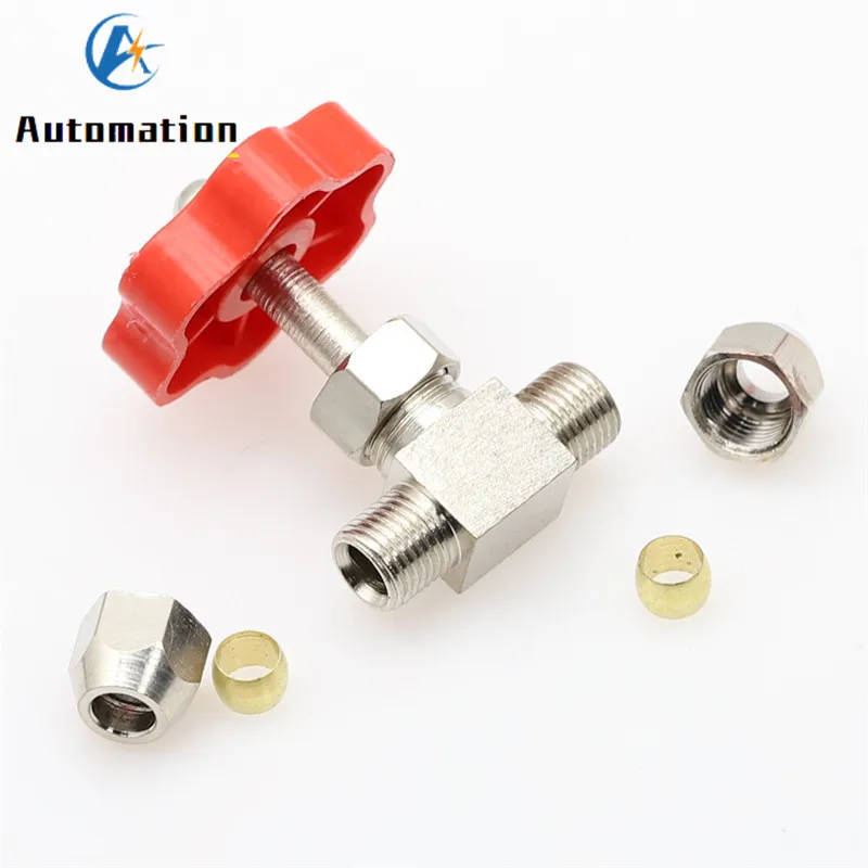 1pcs Ball Valve 6mm 8mm 10mm 12mm Pipe Orange Plastic Handle Metal High Pressure Durable Tube  Needle Type Globe Valve