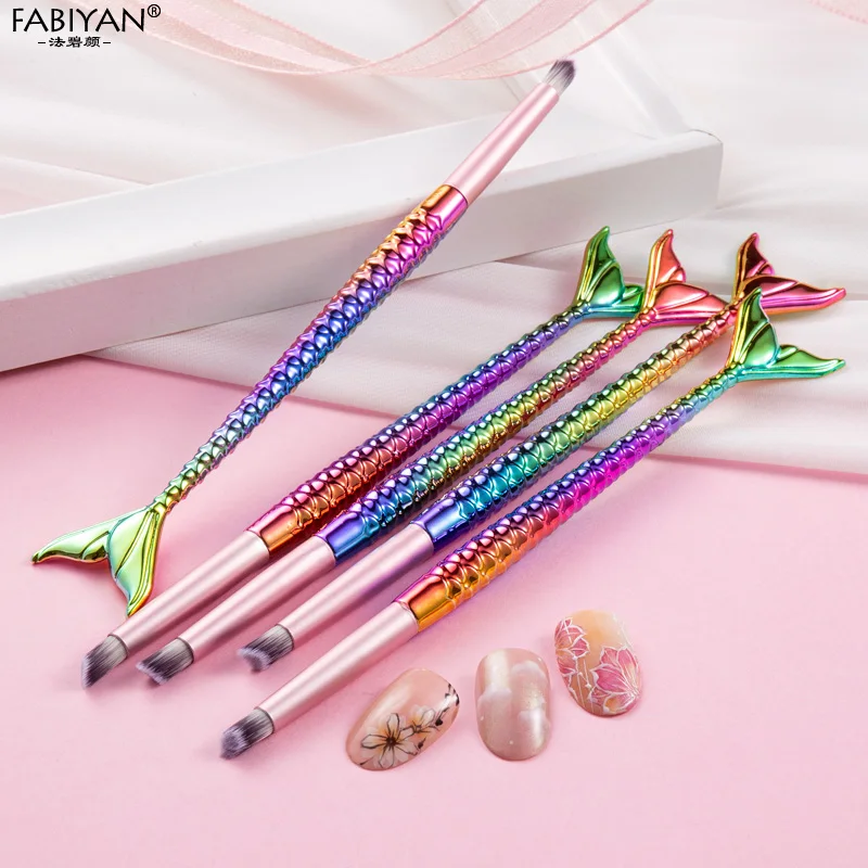 

Gradient Nail Art Brush Painting Drawing UV Gel Brush DIY Manicure Pen Tools Mermaid 2/5Pcs