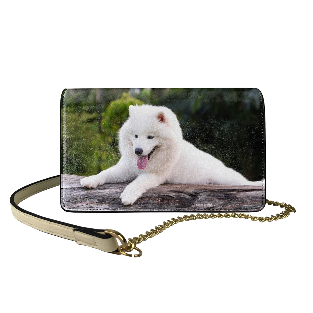 Funny Samoyed Dog Print Women Evening Clutch Handbag Small Shoulder Bag Women Crossbody Party Purse Leather Female Flap Bags