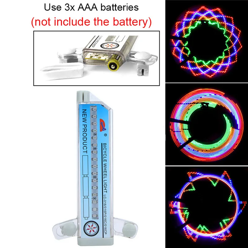 Bicycle Bike Tyre Tire Wheel Lights 16 LED Flash Spoke Light Warning Light Colorful Bicycle Lamp Wheel Light Bike Accessories