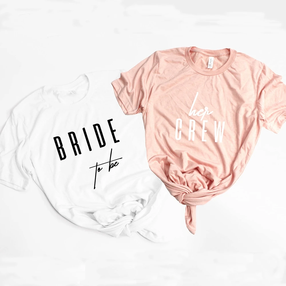 Bride To Be Short Sleeve Shirt Women Bridesmaid Bachelorette Party Wedding T-shirt Aesthetic Bride Squad Tops 4YAS