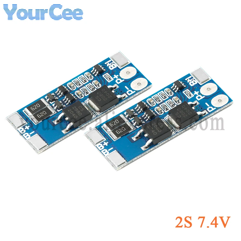 5pcs/1pc BMS 2S 8.4V 7.4V 8A 18650 Lithium Battery Charge Protection Board Equalizer Balanced BMS Charging PCB Module Overcharge