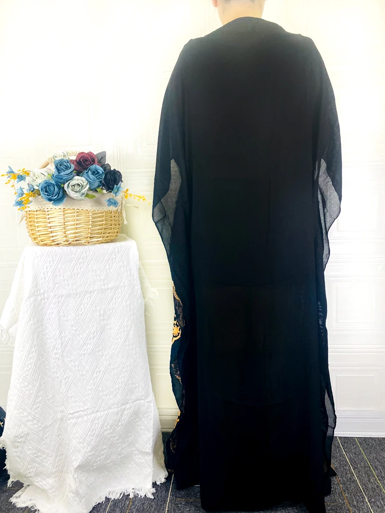 MuslimDress For Women Black Abaya Dubai Turkey Islam 2021 African Dresses Short Sleeve Loose Maxi Dashiki Long Diamonds  DR-335