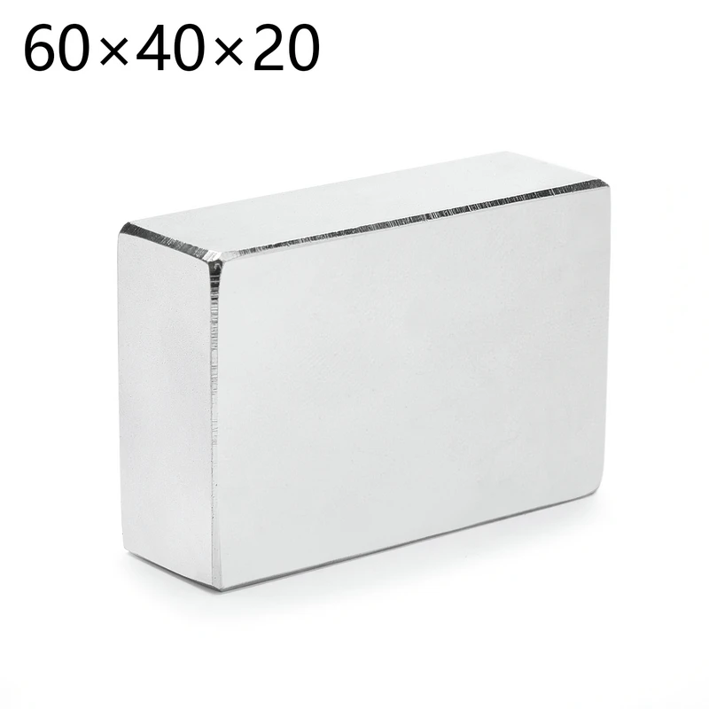 1pc N35 60x40x20mm Super strong neo neodymium magnet 60x40x20, NdFeB magnet 60*40*20, 60mm x 40mm x 20mm magnets 60mmx40mmx20mm