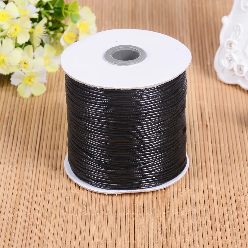 0.5/0.8/1/1.5/2mm Black Waxed Polyester Cotton Cord Waxed Thread Cord String Strap Necklace Rope For Handmade Jewelry Making