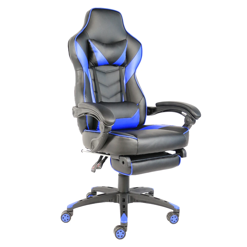 Three Colors C-type Foldable Nylon Foot Racing Chair Gaming Chair Computer Desk Chair with Footrest