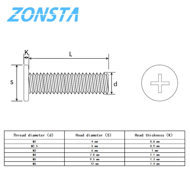 M2 M2.5 M3 M4 M5 M6 304 Stal nierdzewna Krzyżak Phillips Ultra cienka Super płaska śruba z łbem waflowym Notebook Laptop Śruba elektroniczna