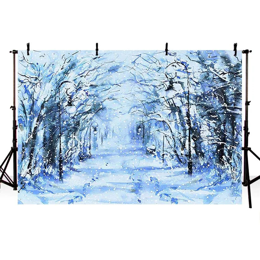 Avezano Backdrops Merry Christmas Winter Forest Snow Bokeh Decor Natural Scenery Photography Background Decoration Photo Studio