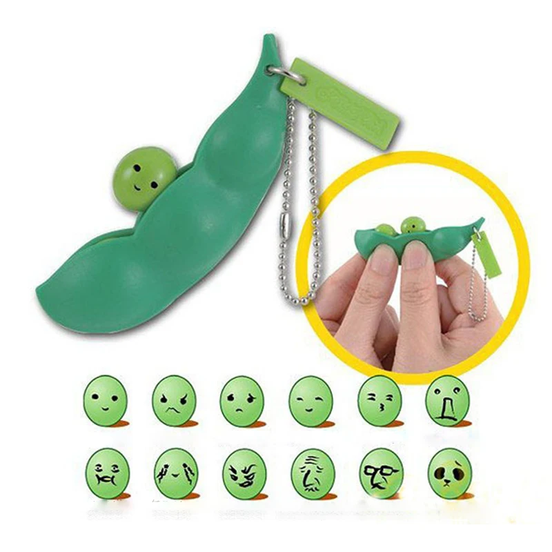 1/2/3 pces brinquedos fidget descompressão edamame anti stress brinquedo adulto borracha pop squishy espremer ervilhas feijão chaveiro para o presente das crianças