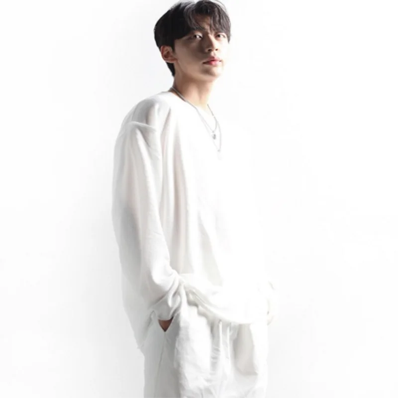 

Men's Long-Sleeve T-Shirt Spring And Autumn New Style Languid Lazy Wind Off Shoulder Versatile Loose Large Size T-Shirt