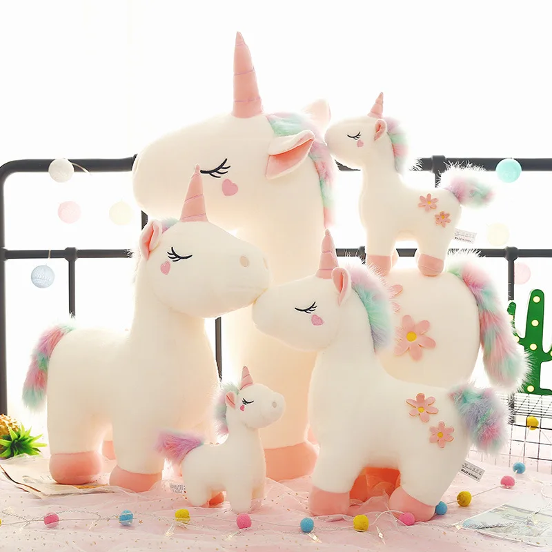 

New cartoon cute rainbow unicorn plush toy stuffed animal horse child companion appease toy baby doll birthday gift boy girl