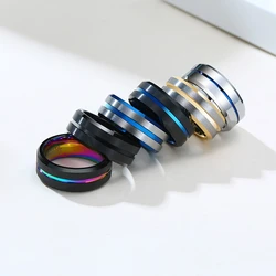 Vnox Droshipping Basic 8mm Tungsten Carbide Rings for Men Jewelry Stylish Thin Line Style Wedding Bands Anniversary Gifts