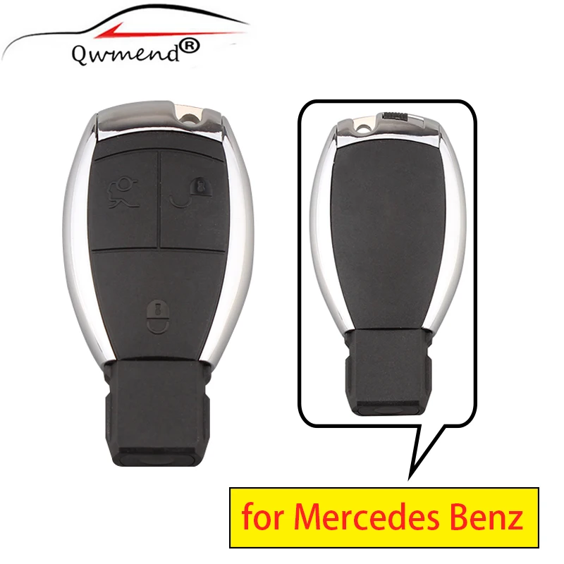 QWMEND 3 Buttons Smart Car Key Shell for Mercedes Benz C E S Class SL Car Remote Key Fob Case for Mercedes Benz Key Shell