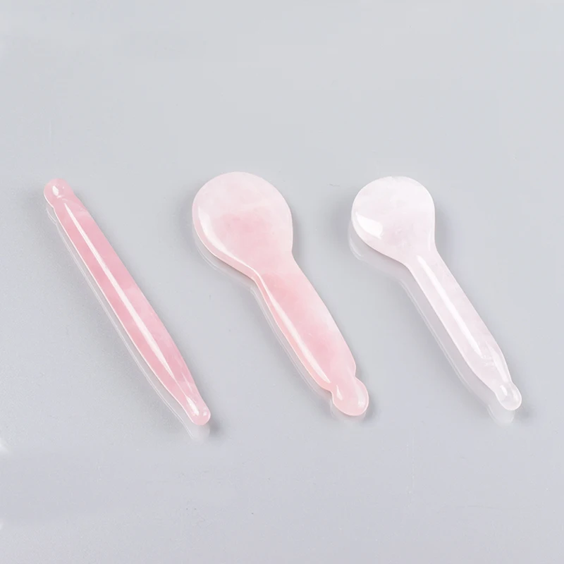 Massagestick Natural Rose Quartz Stone Eye Acupuncturepen Crystal Wand Jade Gua Sha Tool Face Care Beauty Pointed Stick Massager