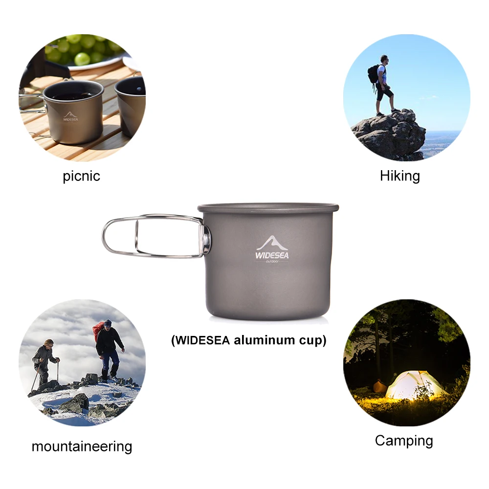 Widesea Camping Mug Outdoor Coffee Tea Aluminum Cup Tourism Tableware Picnic Cooking Supplies Equipment Tourist Trekking Hiking